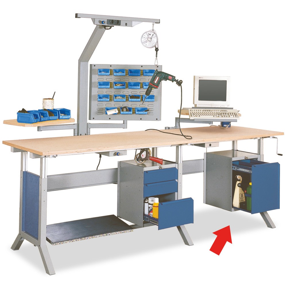 Número de imagen del producto 2: Armario inferior Bedrunka+Hirth con 1 cajón para mesa de sistema de puestos de trabajo, H x A x F 500 x 370 x 400 mm, azul genciana