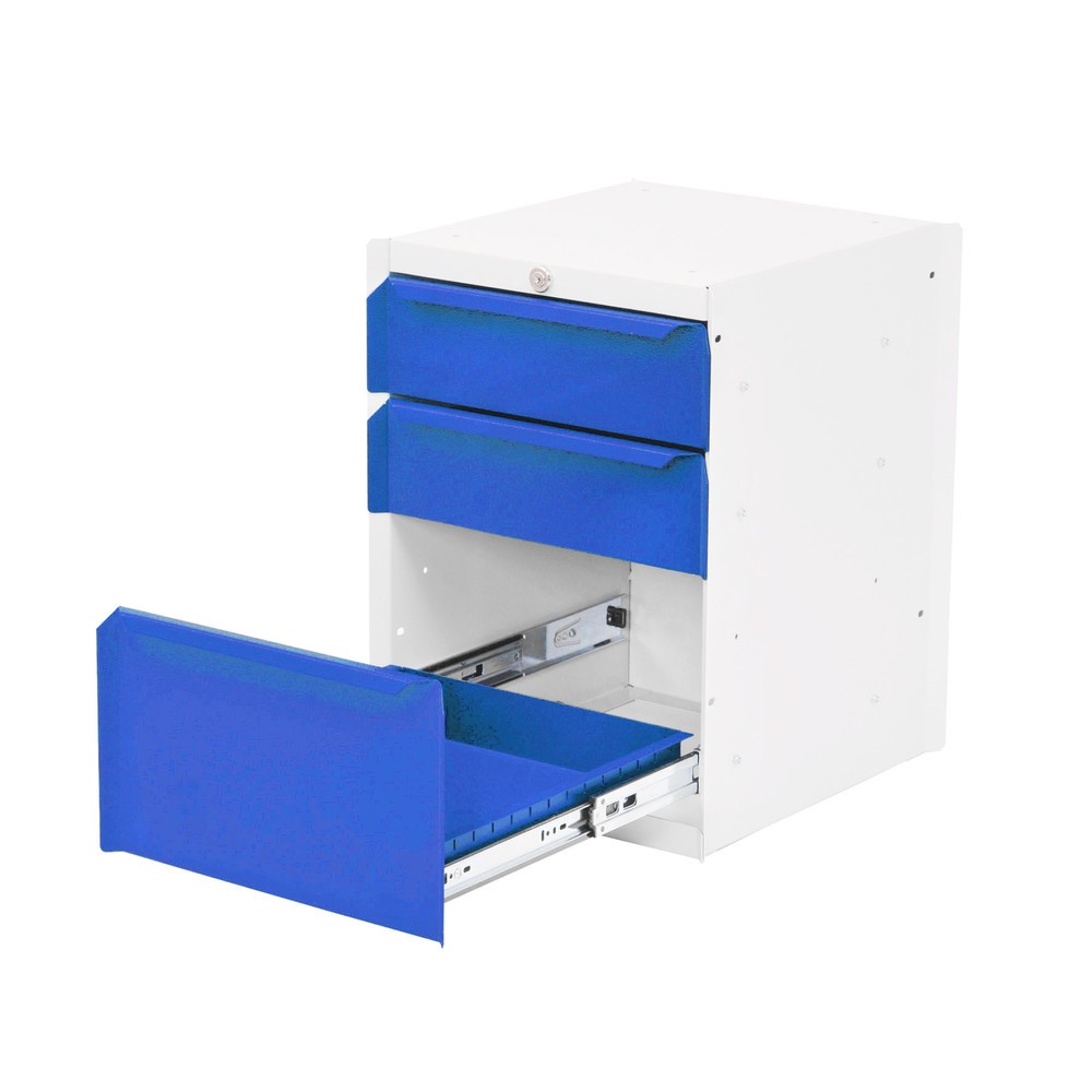 Armario inferior Bedrunka+Hirth con 3 cajones para mesa de sistema de puestos de trabajo, H x A x F 500 x 370 x 400 mm, azul luminoso Imagen del producto: Armario inferior Bedrunka+Hirth con 3 cajones para mesa de sistema de puestos de trabajo, H x A x F 500 x 370 x 400 mm, azul luminoso