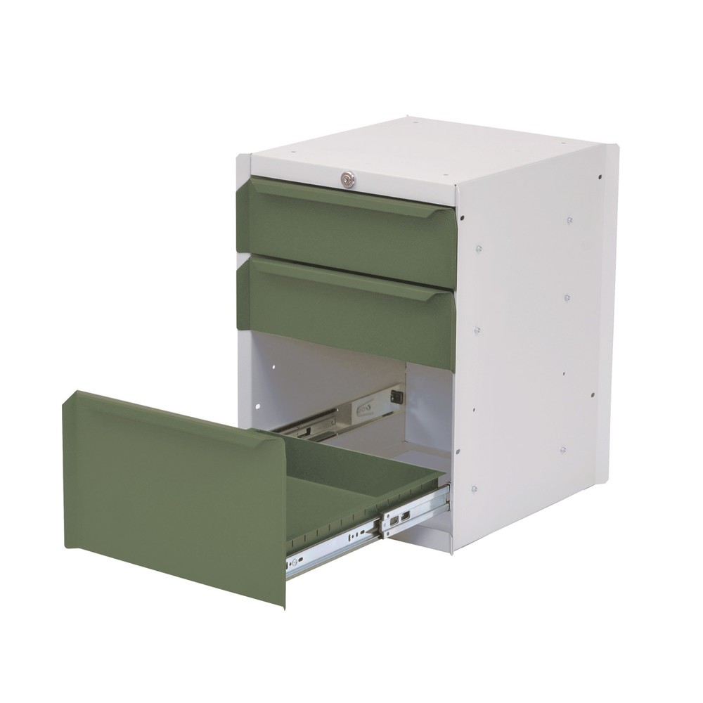 Imagen del producto: Armario inferior Bedrunka+Hirth con 3 cajones para mesa de sistema de puestos de trabajo, H x A x F 500 x 370 x 400 mm, verde reseda