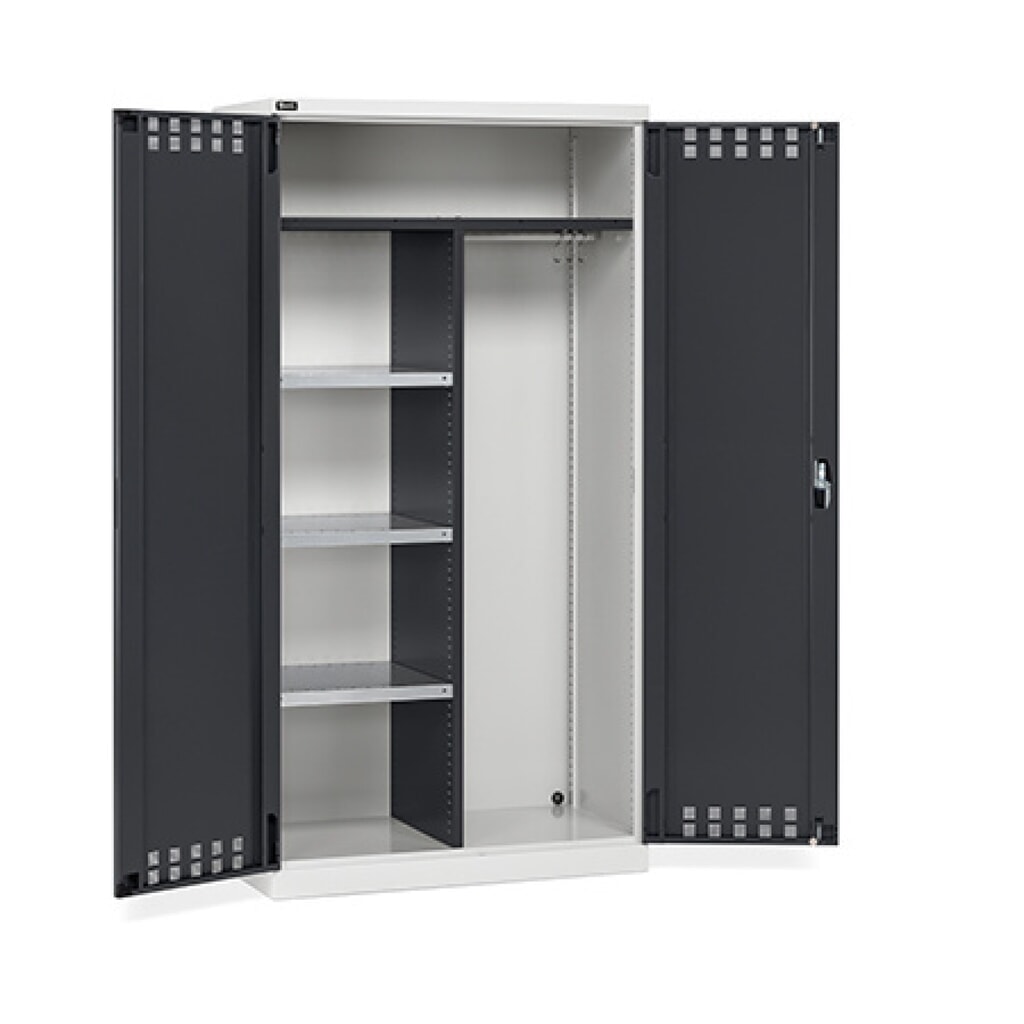 Imagen del producto: Armario multiusos Fami PERFOM, esterilla antisuciedad, 3 baldas, 2.000 x 1.023 x 726 mm (alto x ancho x fondo), gris claro, antracita