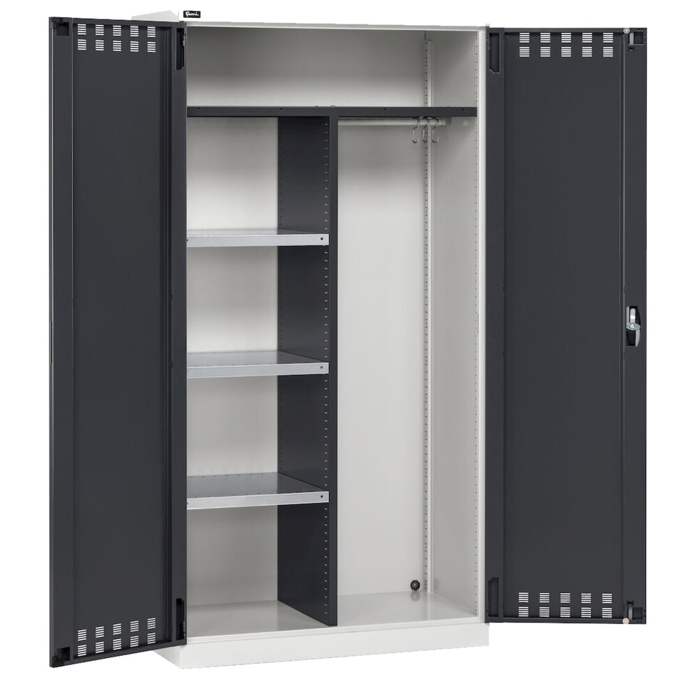 Número de imagen del producto 4: Armario multiusos Fami PERFOM, esterilla antisuciedad, 3 baldas, 2.000 x 1.023 x 726 mm (alto x ancho x fondo), gris claro, antracita