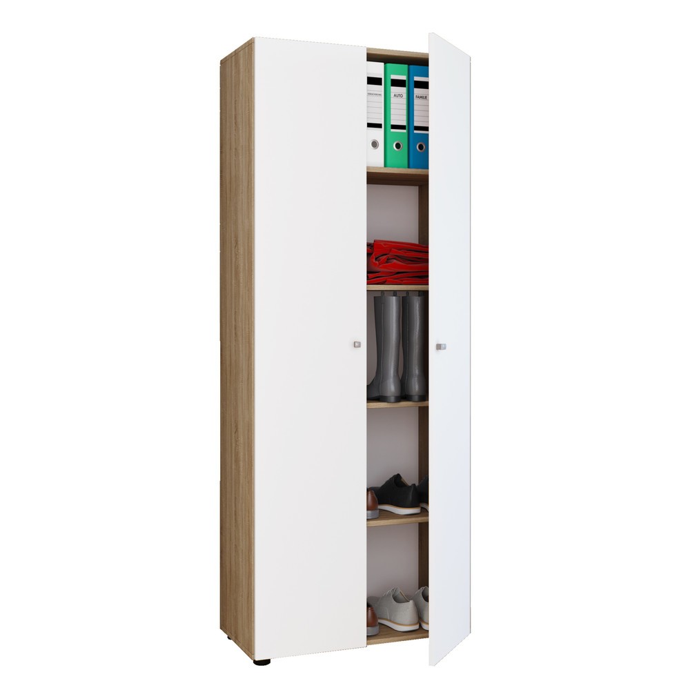 Armario multiusos Vandol I con puertas, roble Sonoma y blanco Imagen del producto: Armario multiusos Vandol I con puertas, roble Sonoma y blanco