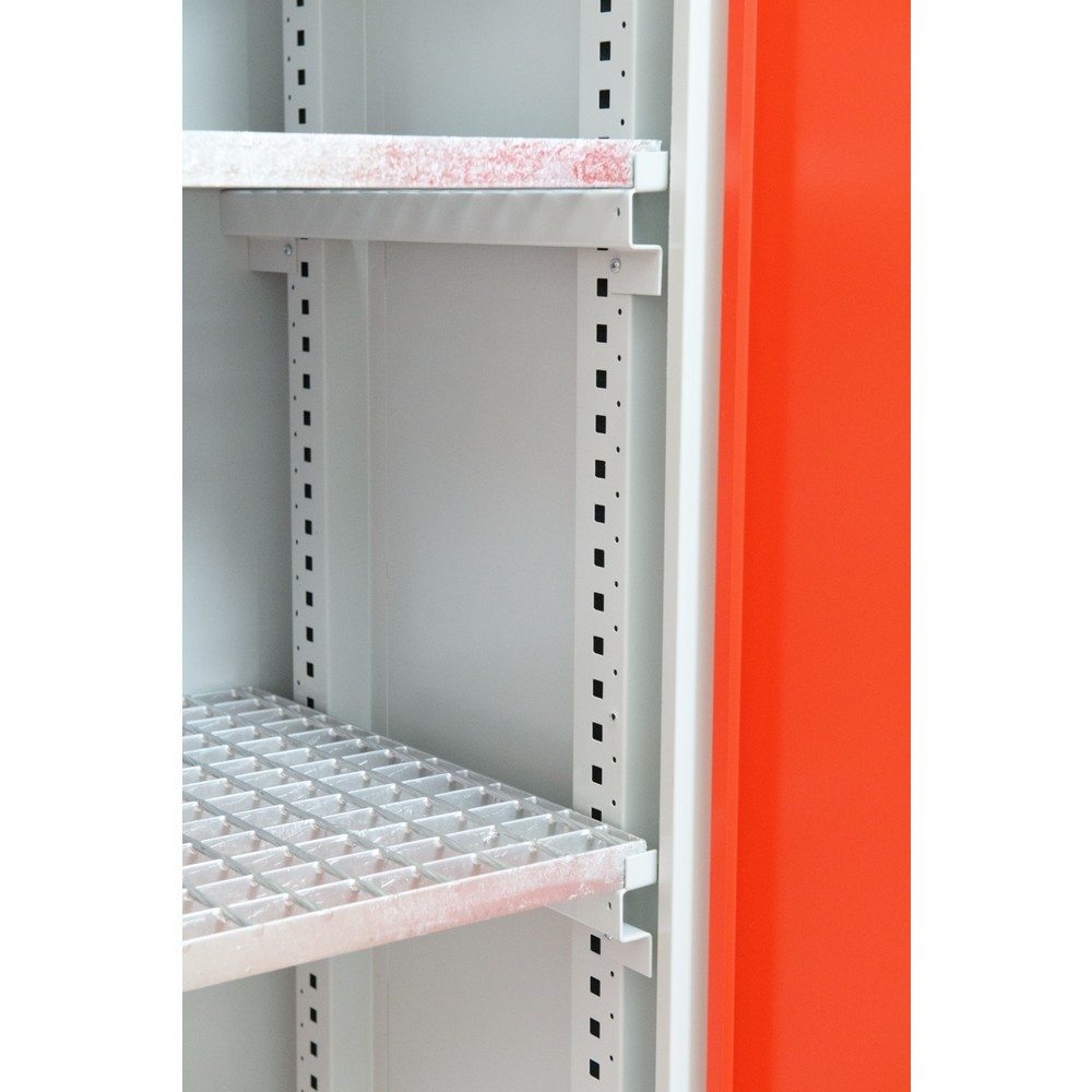 Número de imagen del producto 3: Armario para aceites Steinbock®, 2 baldas de rejilla galvanizada ajustables en altura, 1 cuba de contención, H x A x F 1.950 x 950 x 500 mm