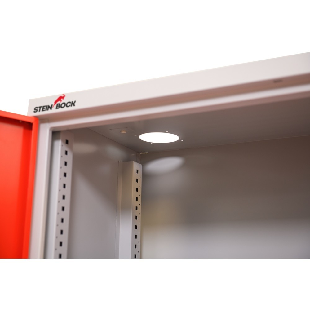 Número de imagen del producto 6: Armario para aceites Steinbock®, 2 baldas de rejilla galvanizada ajustables en altura, 1 cuba de contención, H x A x F 1.950 x 950 x 500 mm
