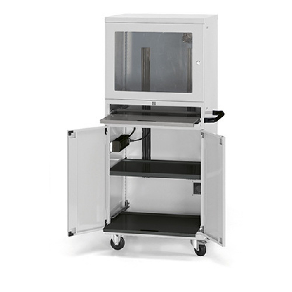 Imagen del producto: Armario para ordenador Fami estándar, 1 ventilador, 4 tomas de corriente, 1.688 x 807 x 654 mm (alto x ancho x fondo), gris claro