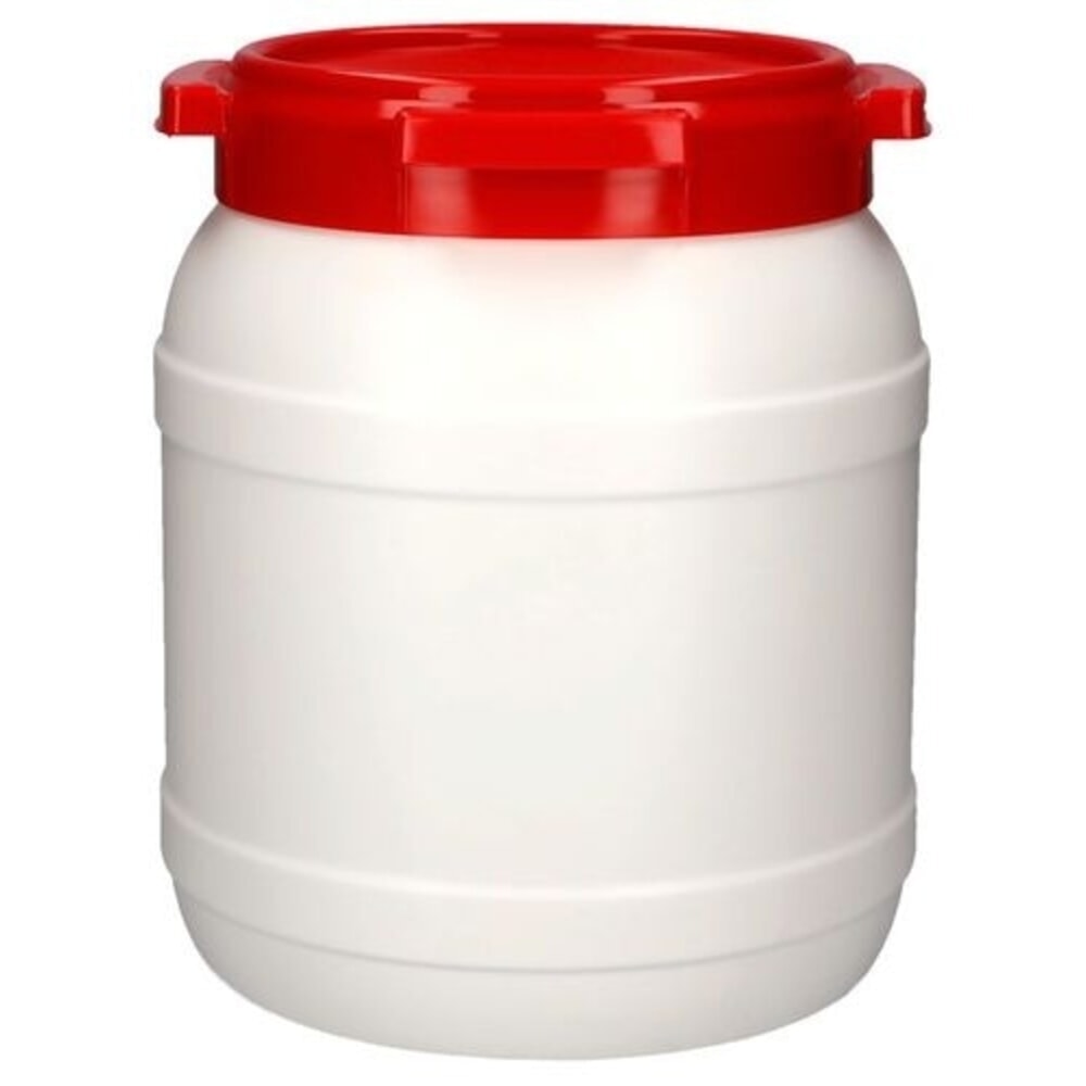 Número de imagen del producto 1: Denios bidón de boca ancha de polietileno (PE), blanco-rojo, WH 15, volumen 15 l