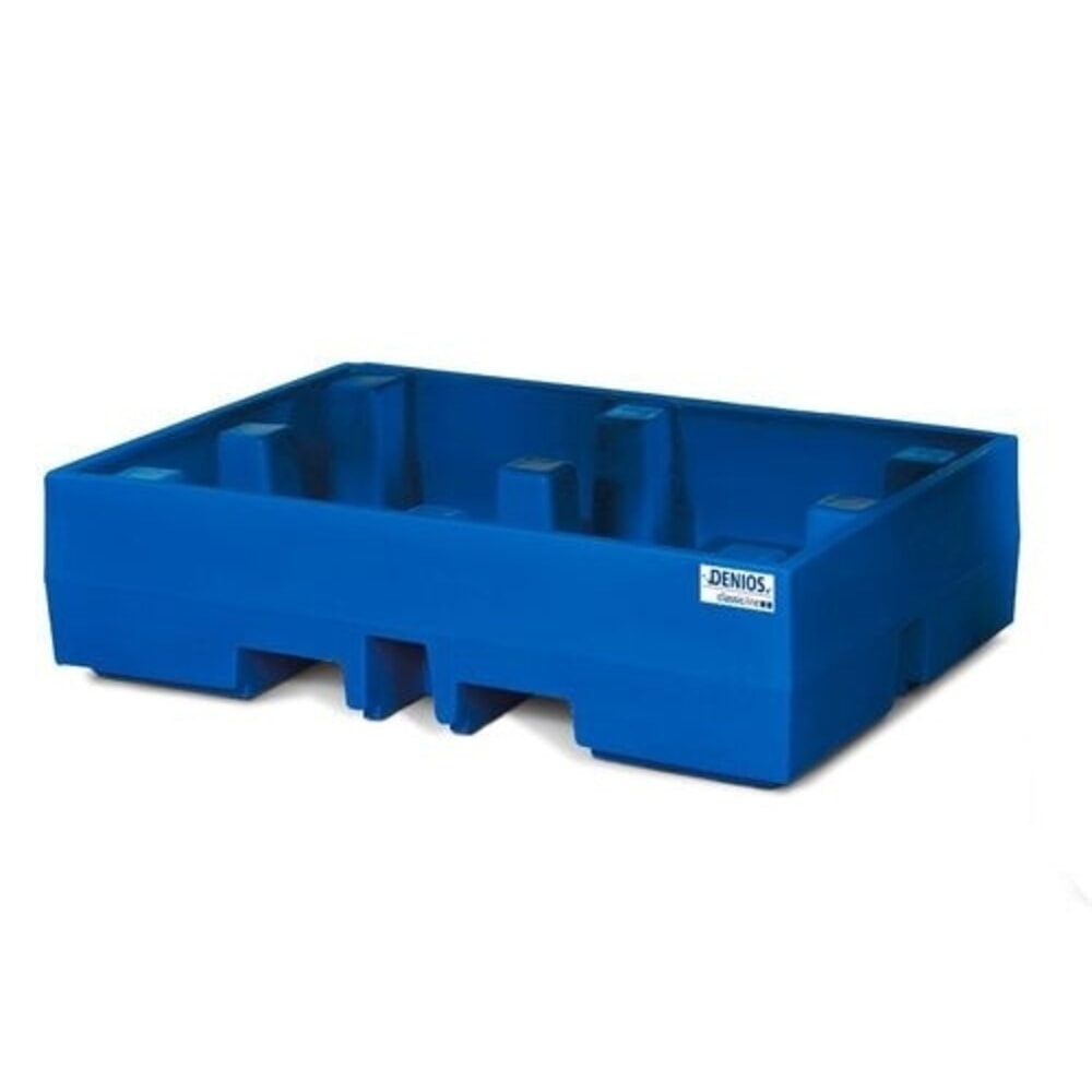 Número de imagen del producto 1: Denios bordillo classic-line de PE para 2 bidones, sin rejilla galvanizada, capacidad 270 l, HxAxF 350 x 900 x 1300 mm