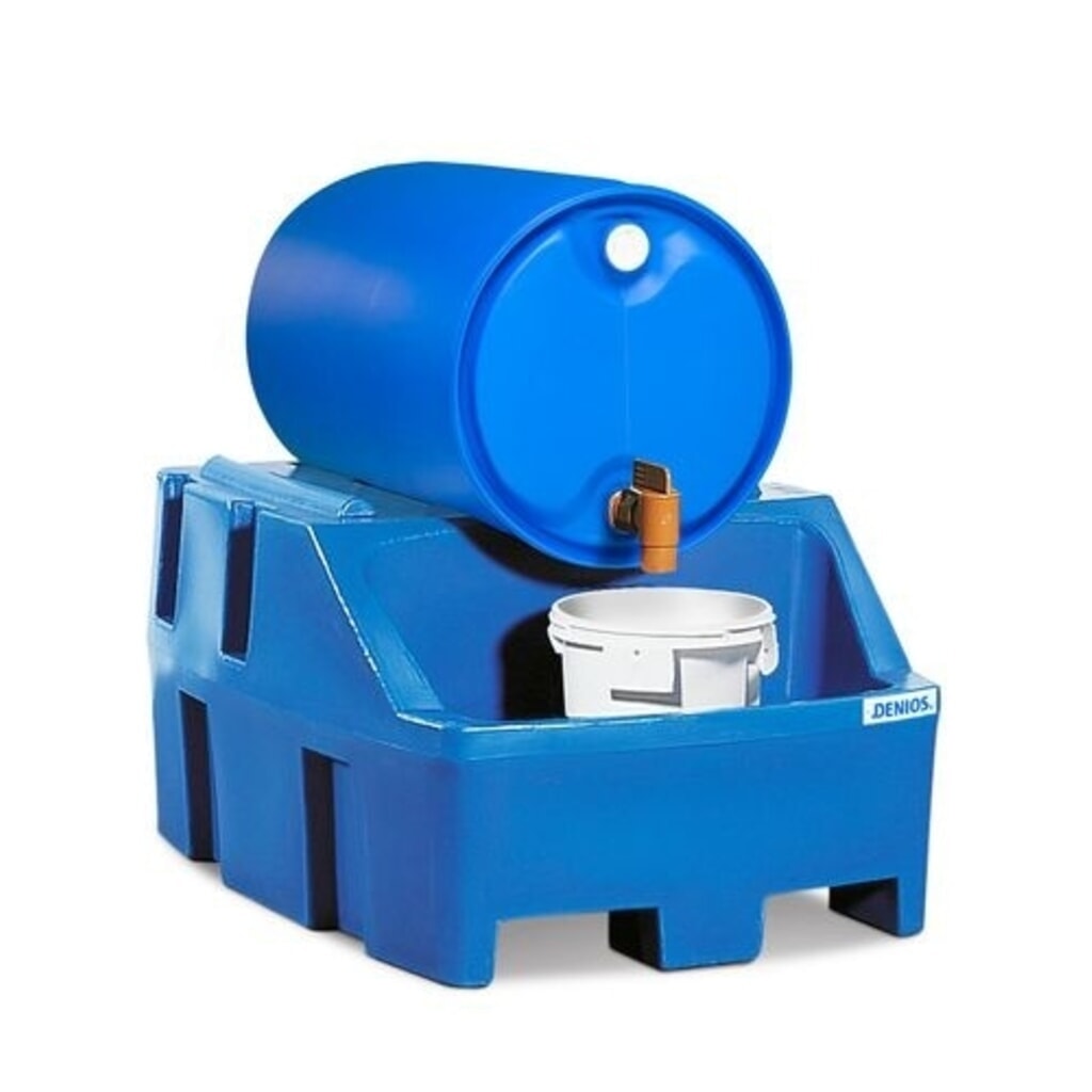 Denios bandeja de retención para bidones PolySafe RS de polietileno, azul, para 1 bidón de 200 l Imagen del producto: Denios bandeja de retención para bidones PolySafe RS de polietileno, azul, para 1 bidón de 200 l