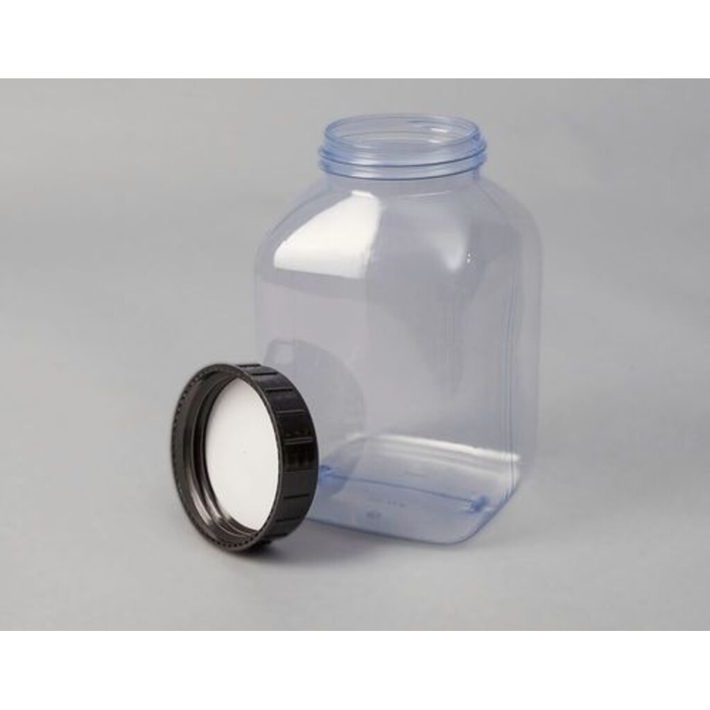 Número de imagen del producto 1: Denios botellas de boca ancha de PVC, cuadradas, transparentes naturales, 2000 ml, 6 unidades