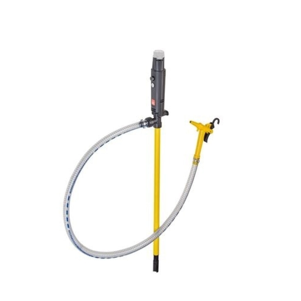 Denios bomba para bidón con batería recargable de polipropileno, manguera de 1,5 m, espita, 75 W, profundidad de inmersión 500 mm Imagen del producto: Denios bomba para bidón con batería recargable de polipropileno, manguera de 1,5 m, espita, 75 W, profundidad de inmersión 500 mm