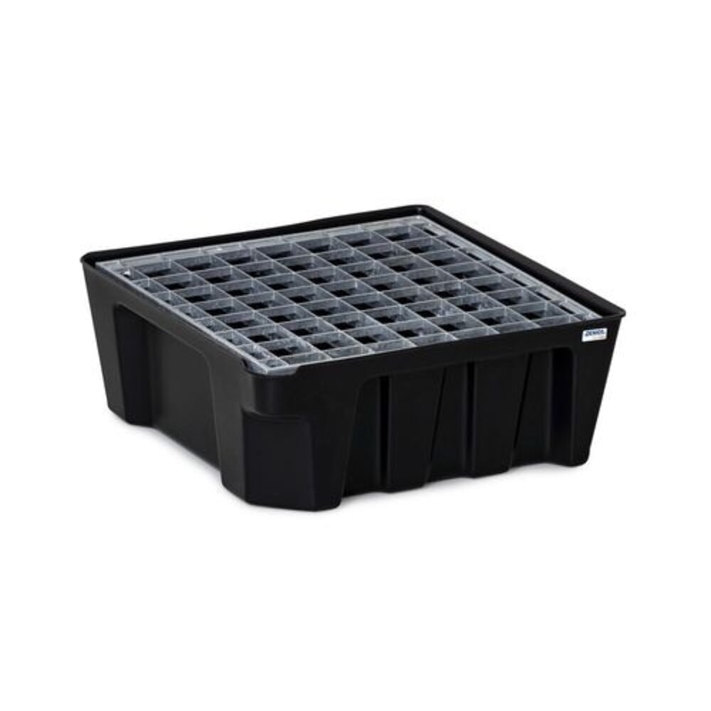Imagen del producto: Denios bordillo base-line para pequeños recipientes, de PE (polietileno), altura 160 mm, con desagüe y rejilla galvanizada, capacidad 14 l