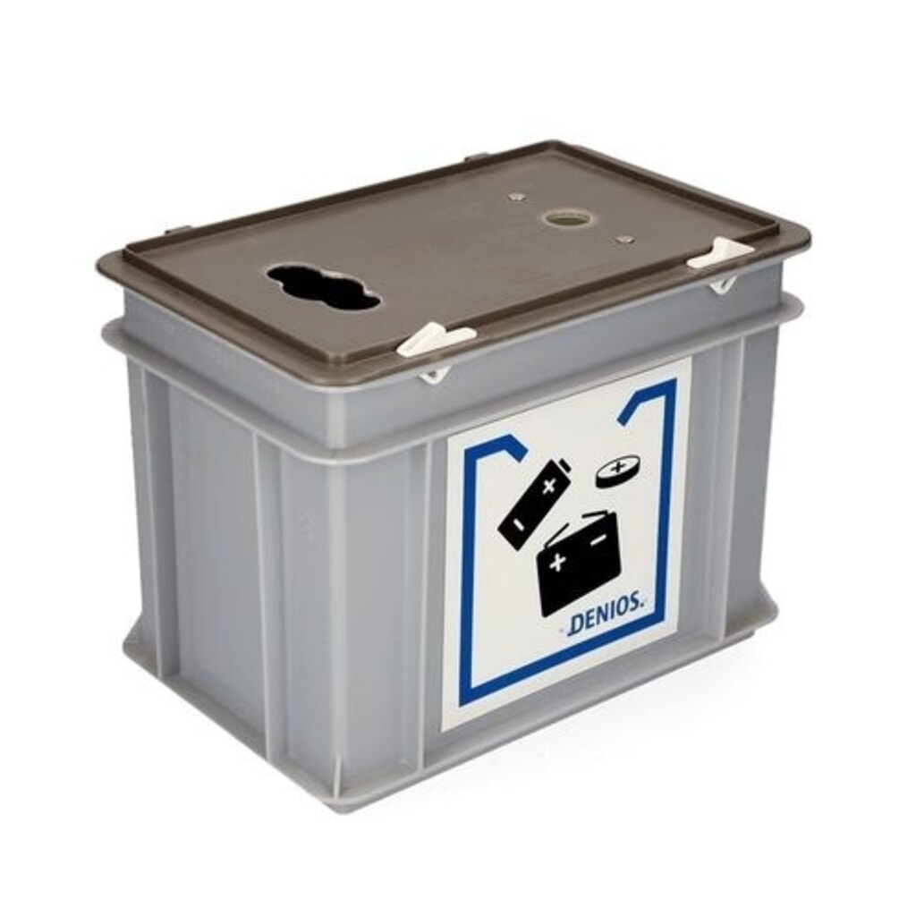 Imagen del producto: Denios caja para baterías usadas, de plástico, para baterías y pilas de botón, 9 l