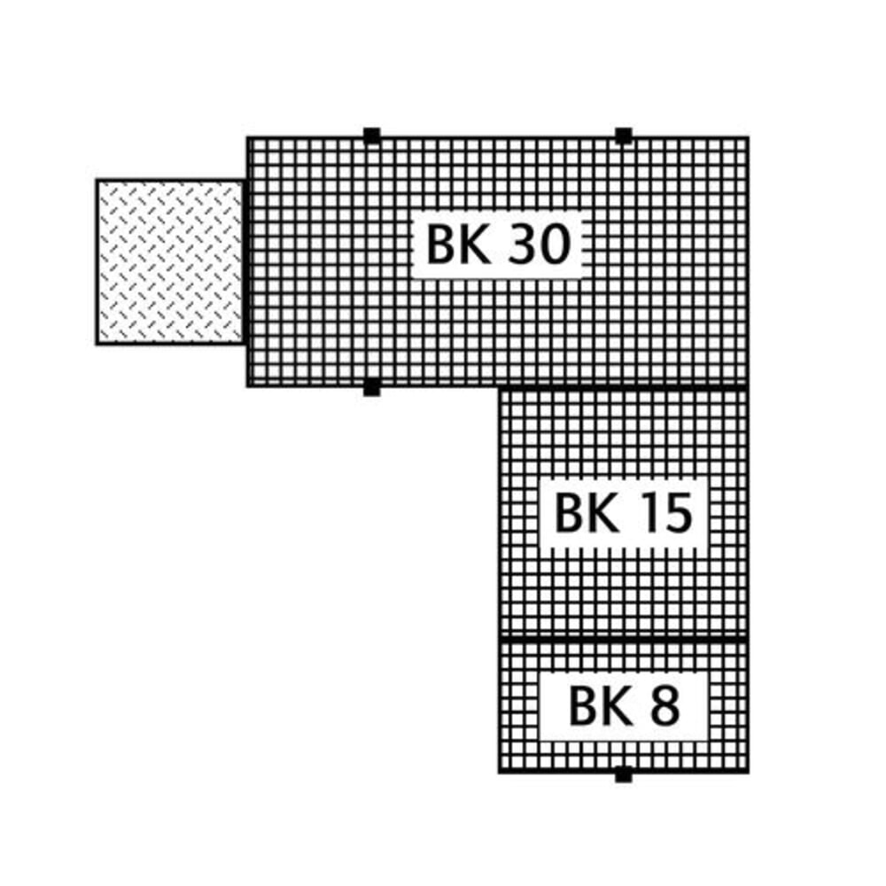 Número de imagen del producto 3: Denios bordillo para suelo classic-line de un solo elemento de PE, con rejilla de PE, HxAxF 150 x 1500 x 1500 mm
