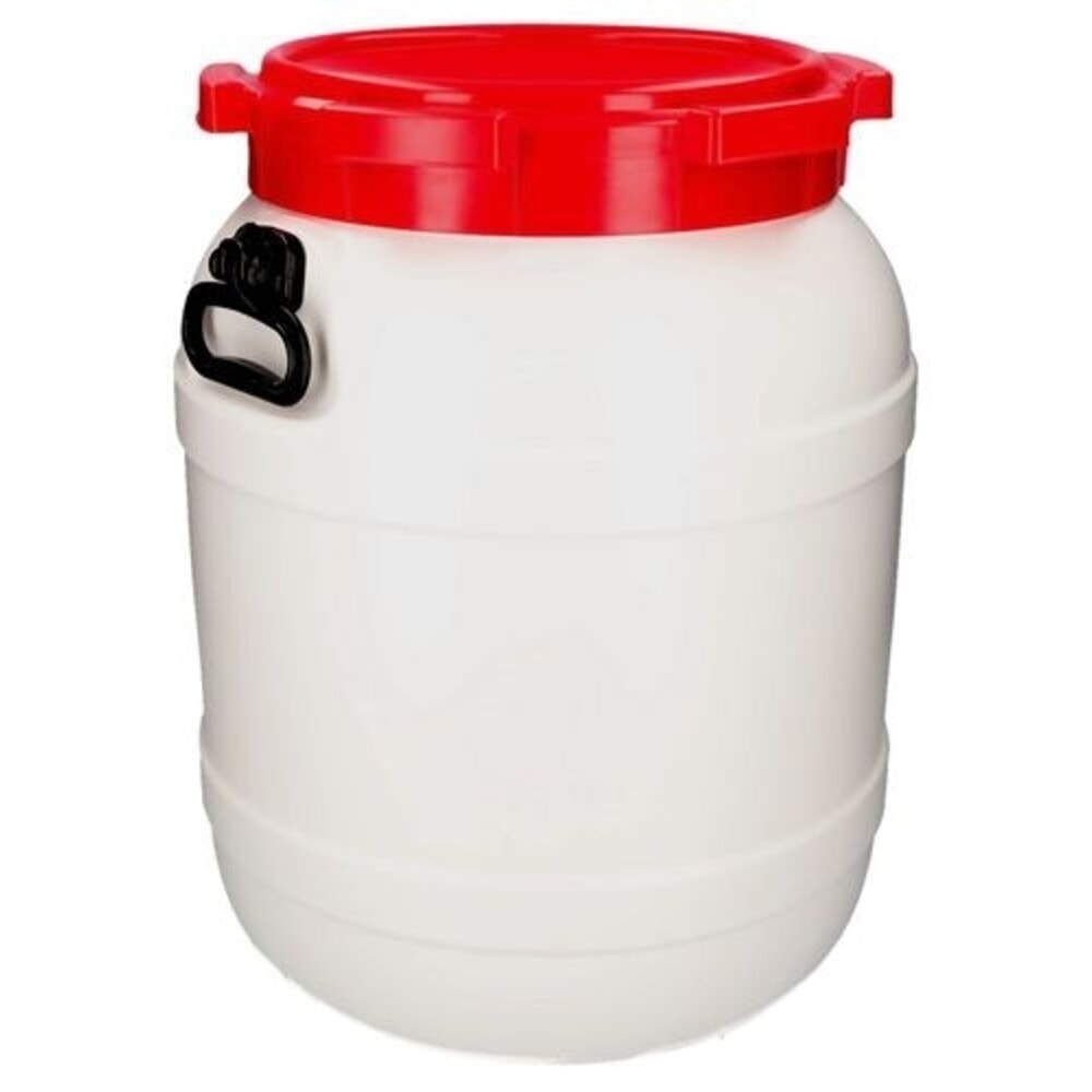 Número de imagen del producto 2: Denios bidón de boca ancha de polietileno (PE), blanco-rojo WH 55, volumen 55 l