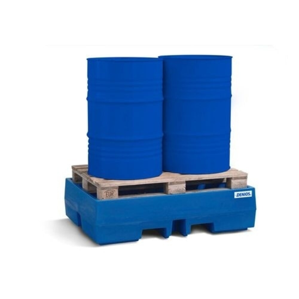 Número de imagen del producto 2: Denios bordillo classic-line de PE para 2 bidones, sin rejilla galvanizada, capacidad 270 l, HxAxF 350 x 900 x 1300 mm