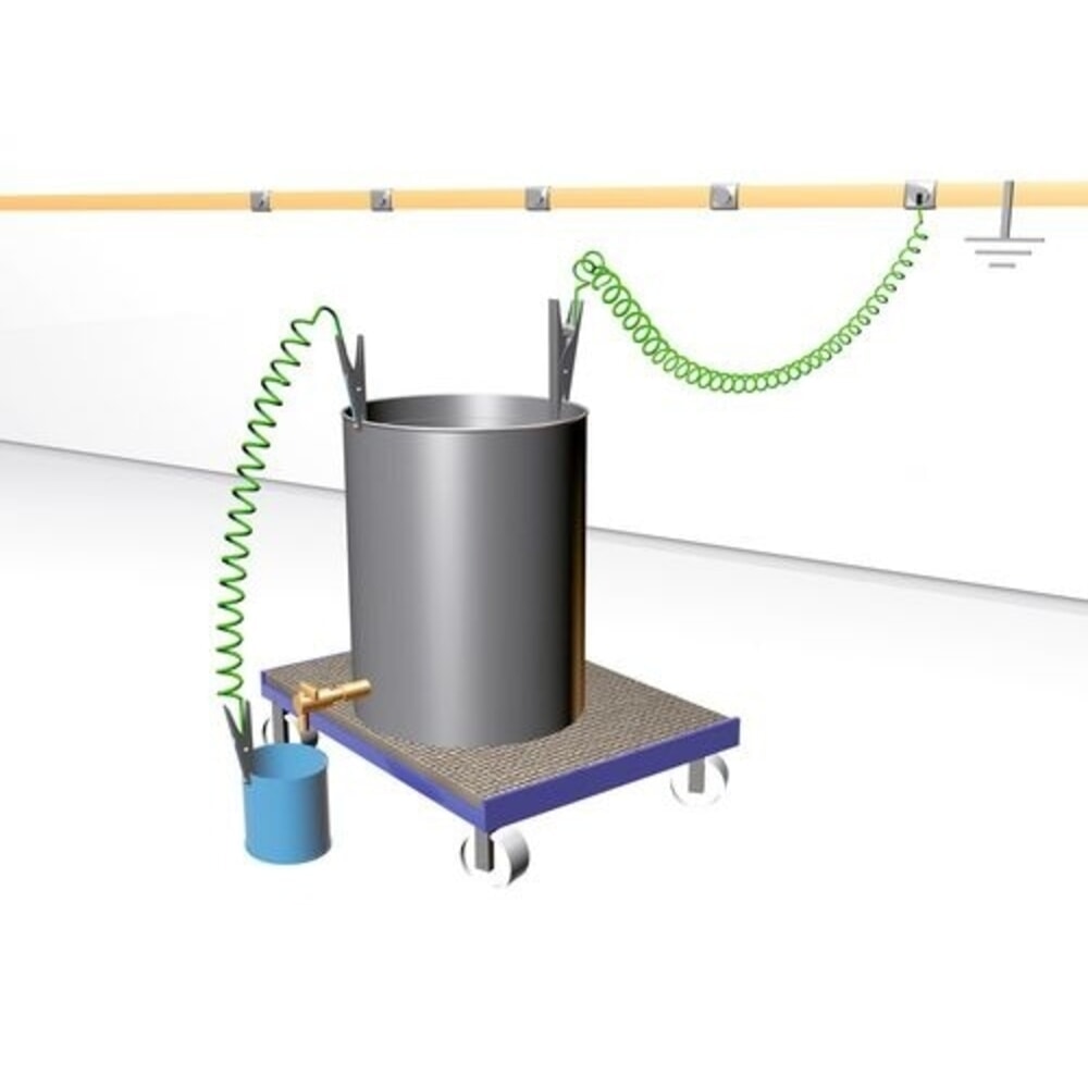 Número de imagen del producto 2: Denios cable de toma a tierra en espiral, 1 pinza de puesta a tierra de acero inoxidable MD 120 mm, longitud de extensión de 3 m, ATEX