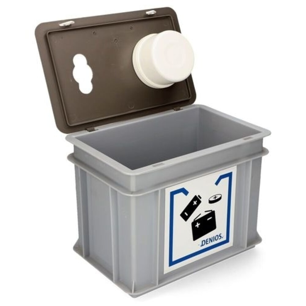 Número de imagen del producto 2: Denios caja para baterías usadas, de plástico, para baterías y pilas de botón, 9 l