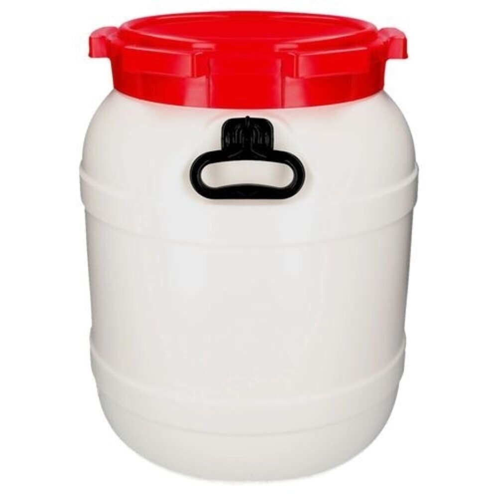 Número de imagen del producto 3: Denios bidón de boca ancha de polietileno (PE), blanco-rojo WH 55, volumen 55 l