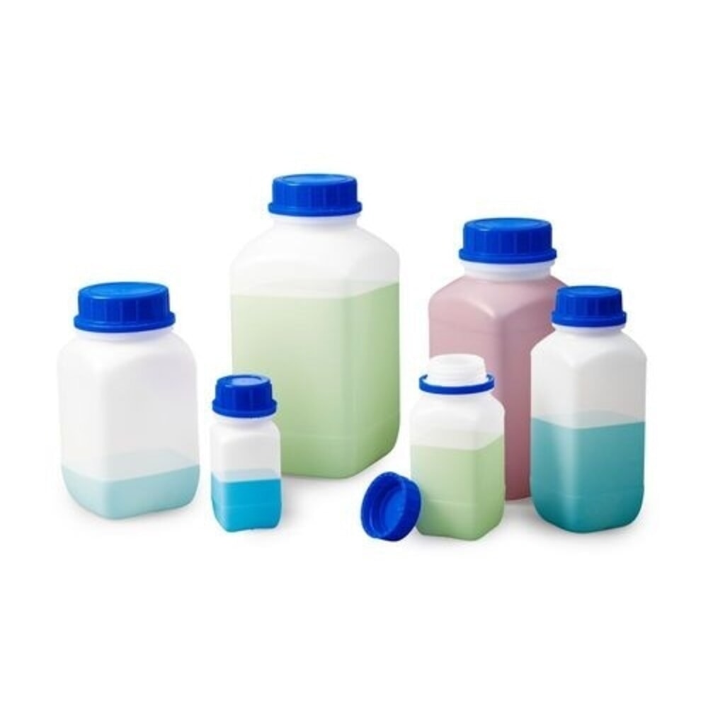 Número de imagen del producto 3: Denios botellas de boca ancha de polietileno de alta densidad, cuadradas, transparentes, 1000 ml, UN, 12 unidades