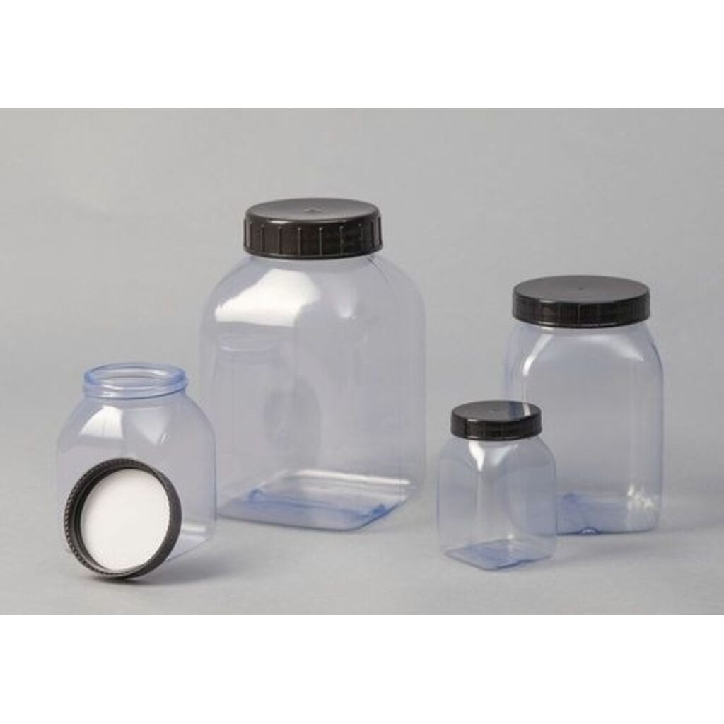 Número de imagen del producto 4: Denios botellas de boca ancha de PVC, cuadradas, transparentes naturales, 2000 ml, 6 unidades