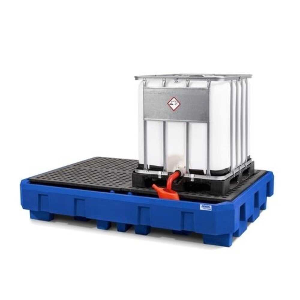 Número de imagen del producto 3: Denios bordillo classic-line de PE para 2 IBC, área de llenado y rejilla de PE, HxAxF 485 x 2460 x 1800 mm