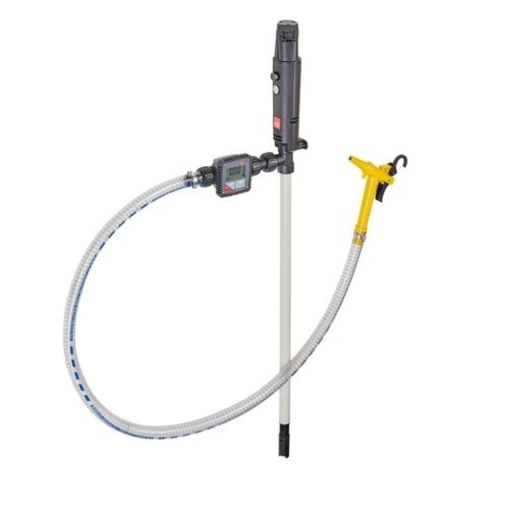 Número de imagen del producto 3: Denios bomba para bidón con batería recargable de polipropileno, manguera de 1,5 m, espita, 75 W, profundidad de inmersión 500 mm