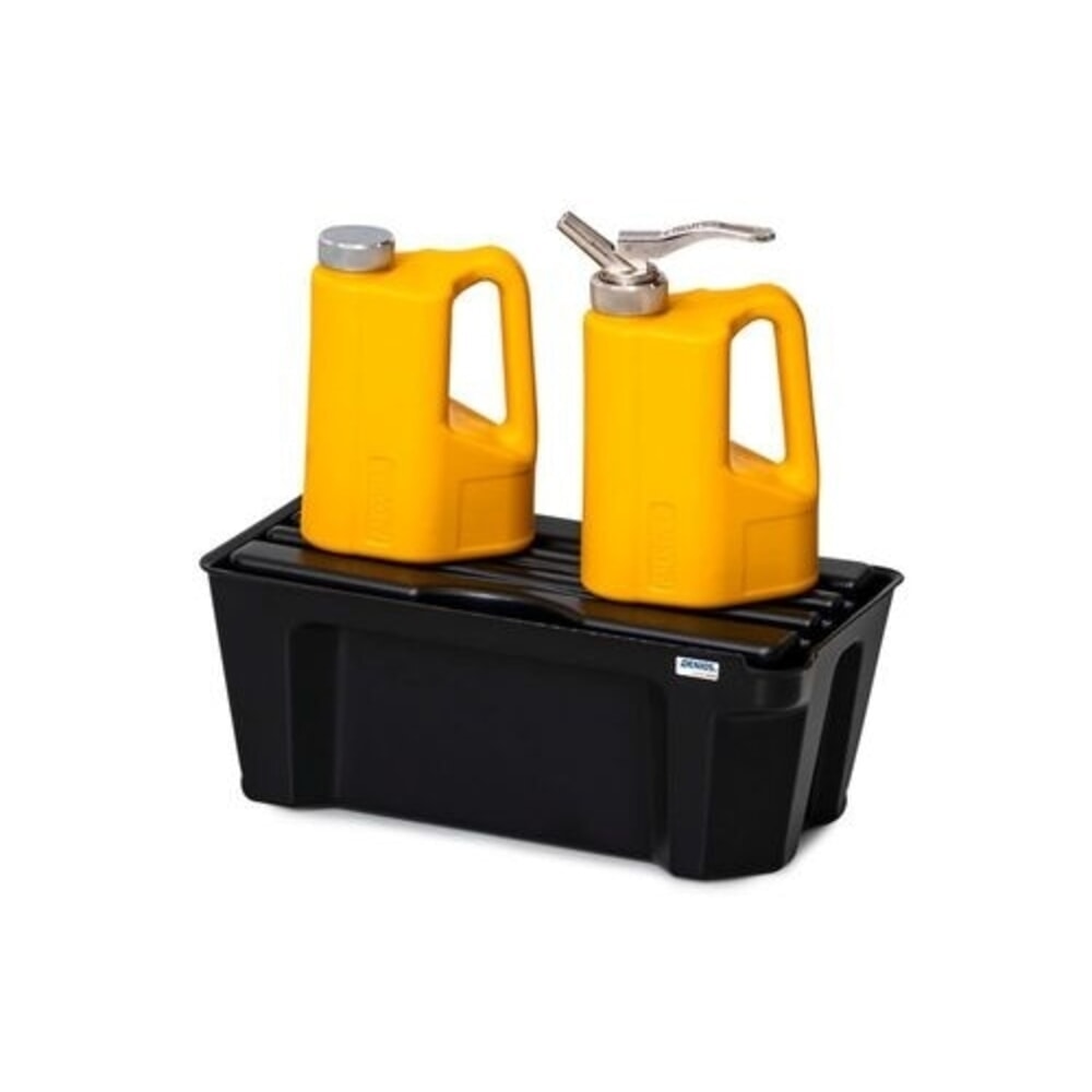 Número de imagen del producto 3: Denios bordillo base-line para pequeños recipientes, de PE (polietileno), altura 160 mm, con desagüe y rejilla galvanizada de PE, capacidad 5 l