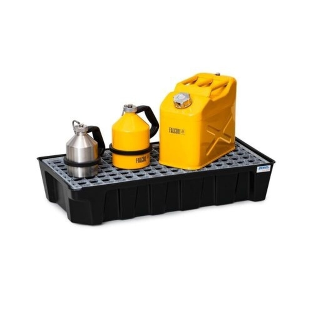 Número de imagen del producto 3: Denios bordillo base-line para pequeños recipientes, de PE (polietileno), altura 160 mm, con desagüe y rejilla galvanizada, capacidad 30 l