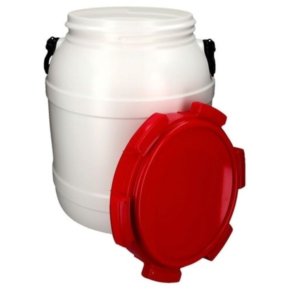Número de imagen del producto 4: Denios bidón de boca ancha de polietileno (PE), blanco-rojo WH 55, volumen 55 l