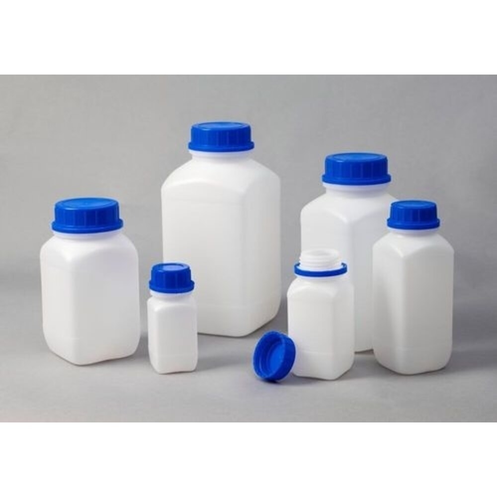 Número de imagen del producto 3: Denios botellas de boca ancha de polietileno de alta densidad, cuadradas, transparentes, 1500 ml, UN, 6 unidades