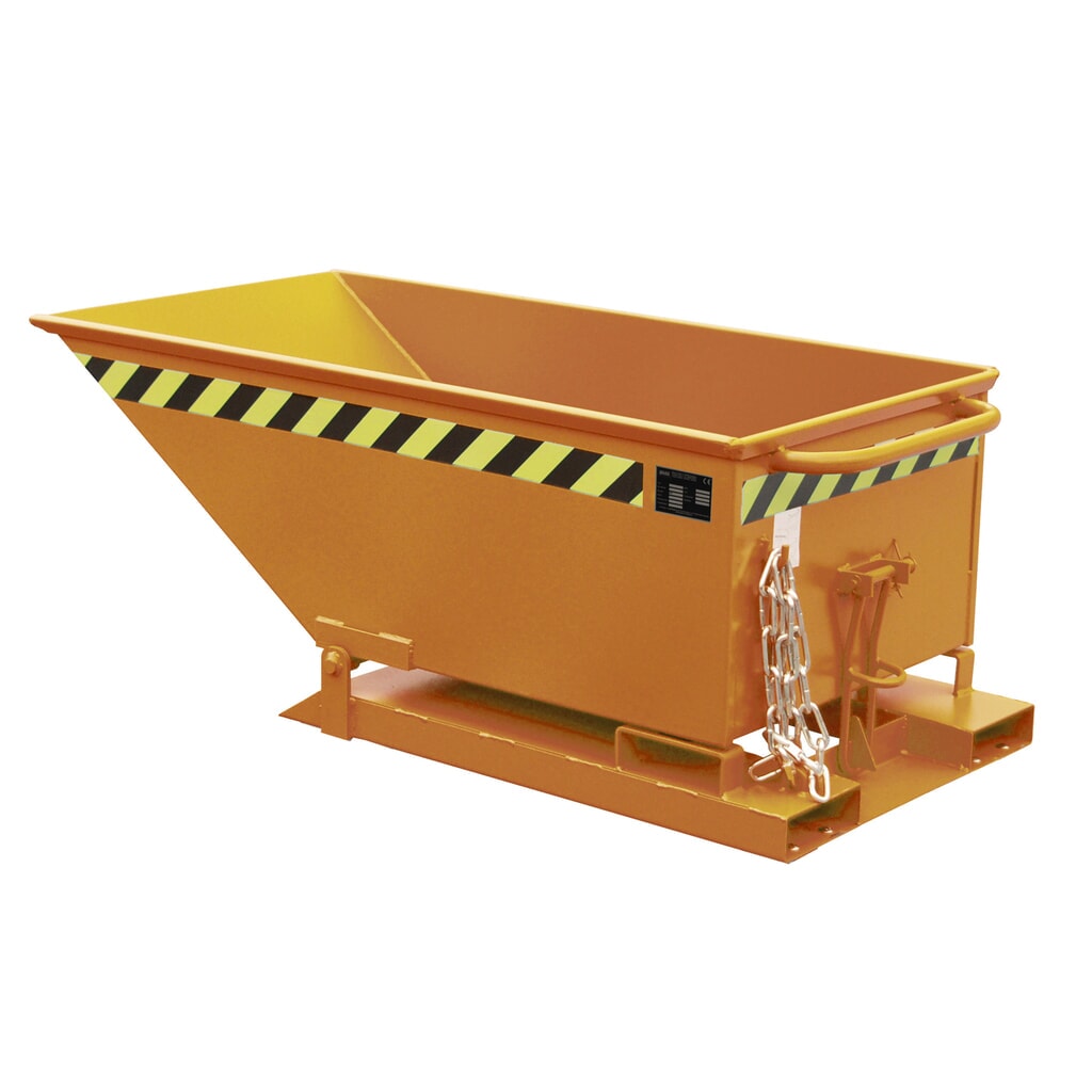 Imagen del producto: Bauer® Cubeta baja con mecanismo de vuelco, pintada, volumen 0,25 m³, RAL 2000 amarillo naranja