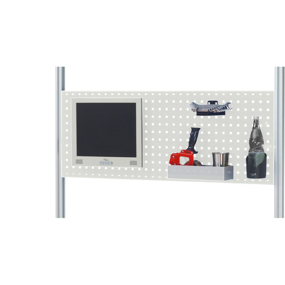 Número de imagen del producto 10: Juego de mesa de embalaje RAU adlatus 300 de altura regulable eléctricamente, montaje con almacén de cajas de cartón y placa perforada, HxAxF 1850-2250 mm x 1500 mm x 800 mm