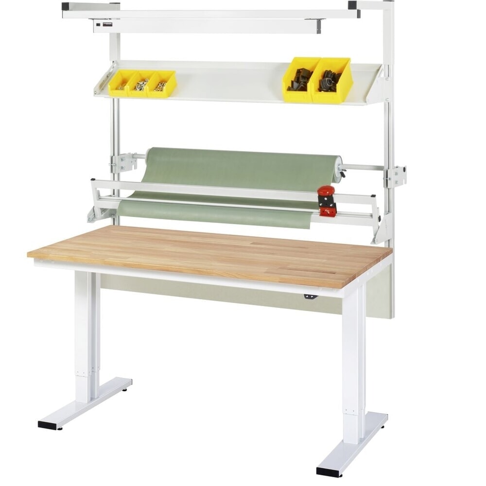 Número de imagen del producto 7: Juego de mesa de embalaje RAU adlatus 300 de altura regulable eléctricamente, con iluminación LED y dispositivo de corte, HxAxF 1850-2250 mm x 1500 mm x 800 mm