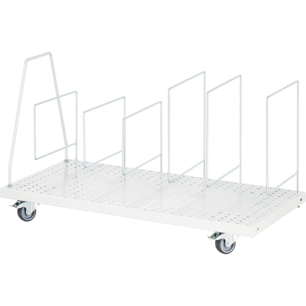 Imagen del producto: Almacén de cajas de cartón RAU para mesas de embalaje, móvil, gris claro, HxAxF 615 mm x 665 mm x 650 mm