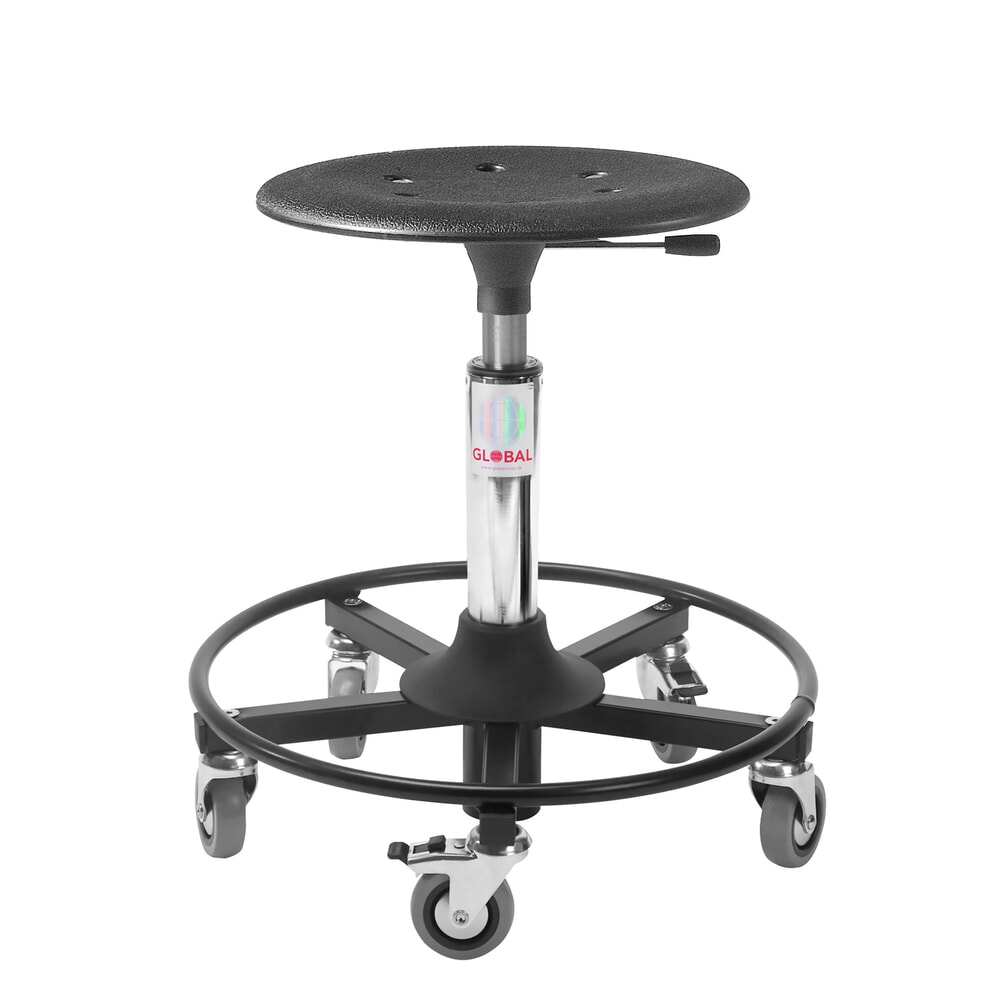 Imagen del producto: Global Stole A/S Rollhocker 480RS, con estribo circular, modelo Kappa, asiento de plástico, altura de asiento 460–650 mm