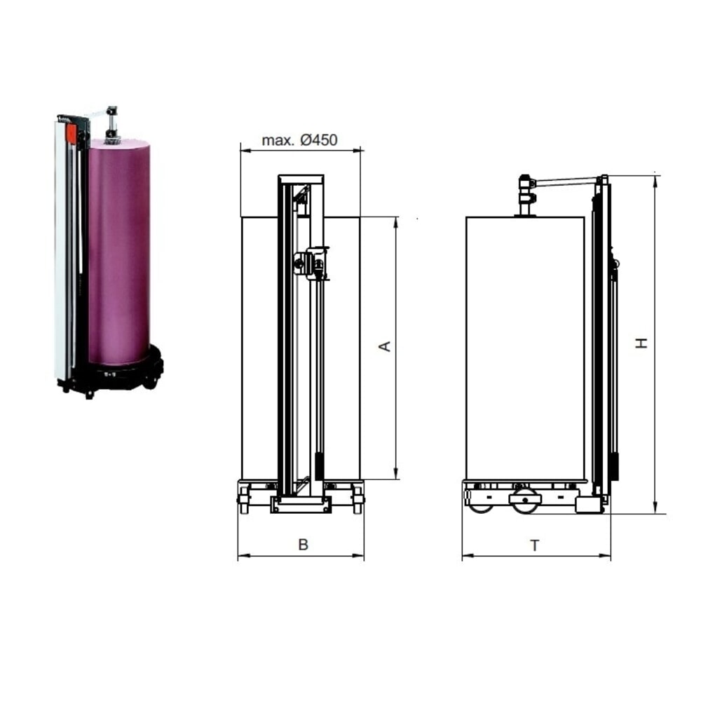 Número de imagen del producto 4: Soporte de corte vertical, máx. 200 kg, diámetro del rodillo máx. 450 mm, ancho de corte 1.000 mm