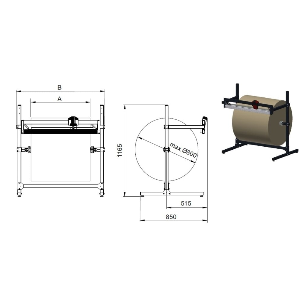 Rocholz soporte de corte, para rodillos compactos, peso del rollo máx. 100 kg, ancho de corte 1250 mm Número de imagen del producto 4: Rocholz soporte de corte, para rodillos compactos, peso del rollo máx. 100 kg, ancho de corte 1250 mm