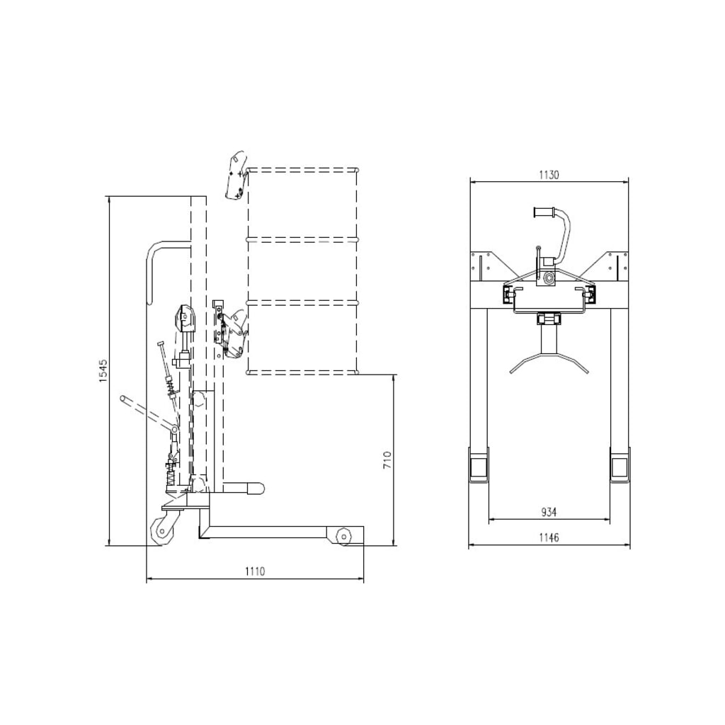 Elevador de bidones con pedal, toma frontal, altura de elevación 750 mm, CC 350 kg, RAL 3020 rojo tráfico Número de imagen del producto 3: Elevador de bidones con pedal, toma frontal, altura de elevación 750 mm, CC 350 kg, RAL 3020 rojo tráfico
