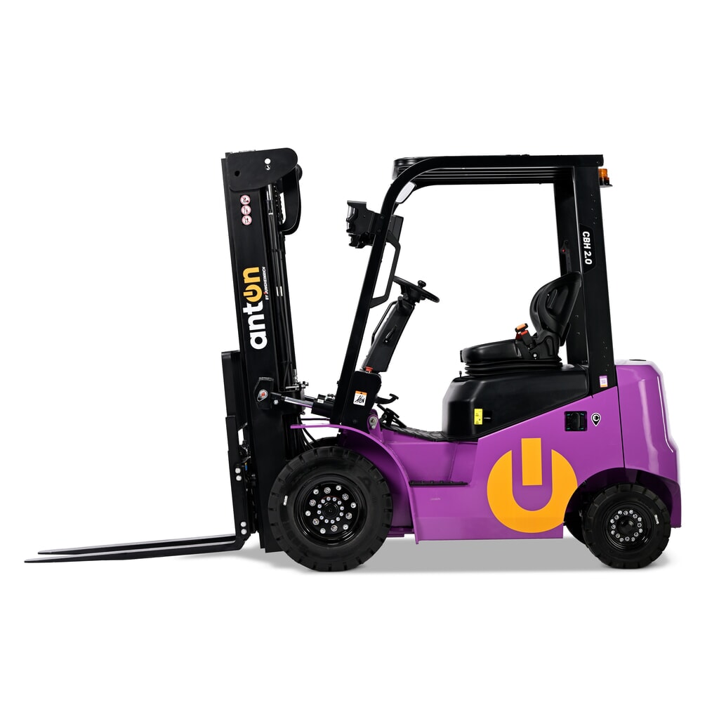 Imagen del producto: AntOn by Jungheinrich contrapesada eléctrica CBH 2.0 con mástil de elevación telescópico doble, altura de elevación 3300 mm, capacidad de carga 2000 kg, incluye cargador incorporado.