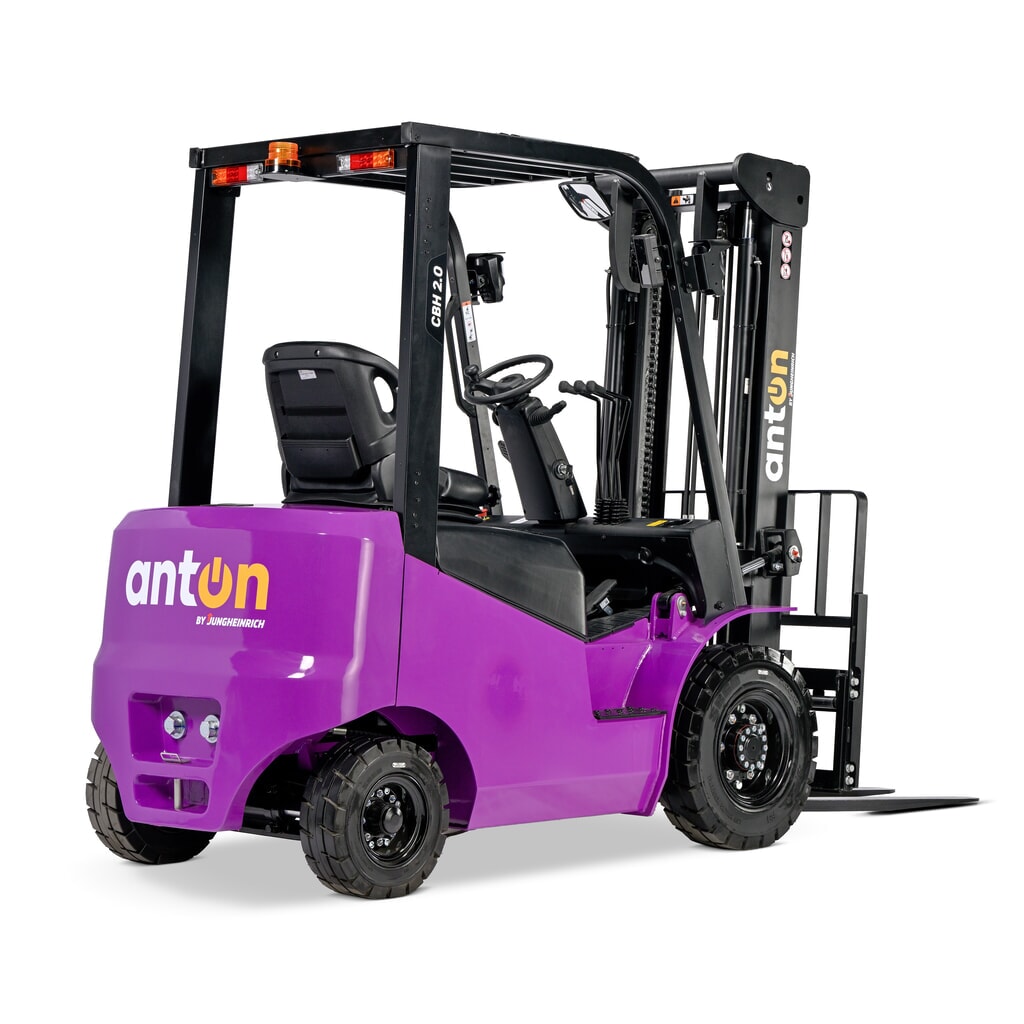 Número de imagen del producto 3: AntOn by Jungheinrich contrapesada eléctrica CBH 2.0 con mástil de elevación telescópico doble, altura de elevación 3300 mm, capacidad de carga 2000 kg, incluye cargador incorporado.