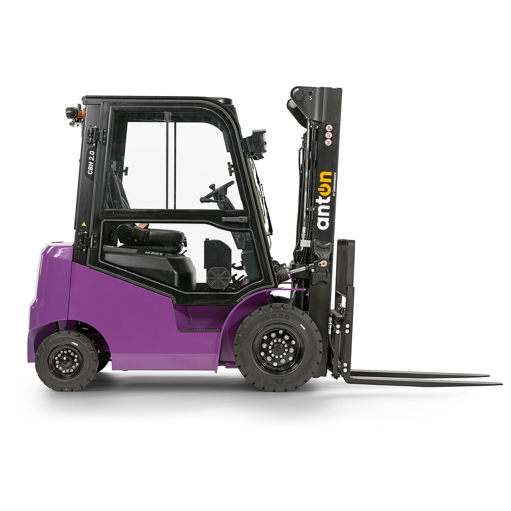 Número de imagen del producto 4: AntOn by Jungheinrich apilador eléctrico CBH 2.0 con mástil telescópico triple, altura de elevación 4800 mm, capacidad de carga 2000 kg, cabina de protección contra el mal tiempo Comfort, incluye cargador incorporado.