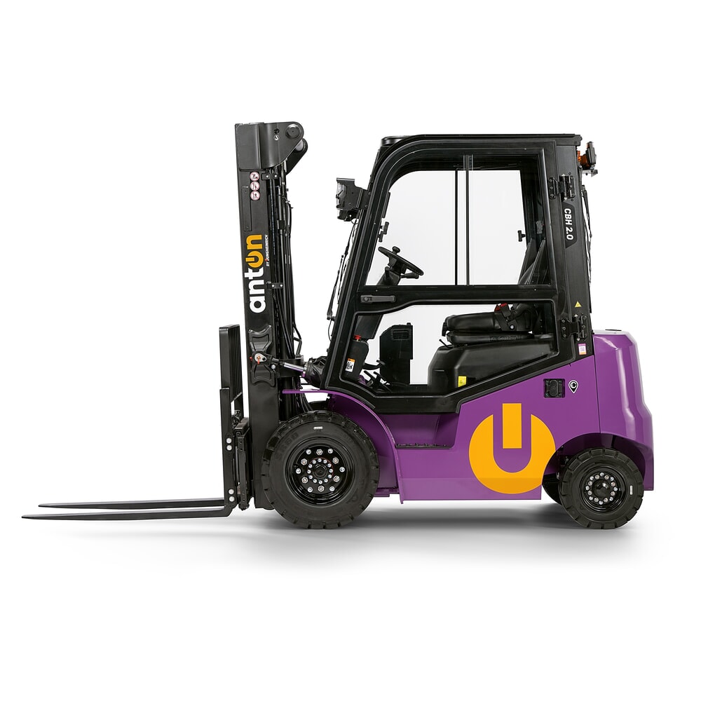 Número de imagen del producto 6: AntOn by Jungheinrich apilador eléctrico CBH 2.0 con mástil telescópico triple, altura de elevación 4800 mm, capacidad de carga 2000 kg, cabina de protección contra el mal tiempo Comfort, incluye cargador incorporado.