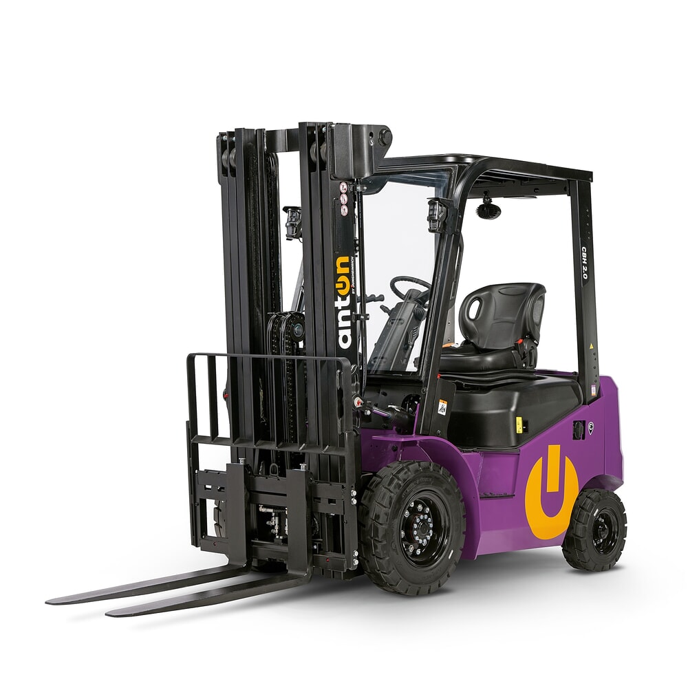 Número de imagen del producto 6: AntOn by Jungheinrich apilador eléctrico CBH 2.0 con mástil telescópico triple, altura de elevación 4800 mm, capacidad de carga 2000 kg, cabina de protección contra el mal tiempo Eco, incluye cargador incorporado.