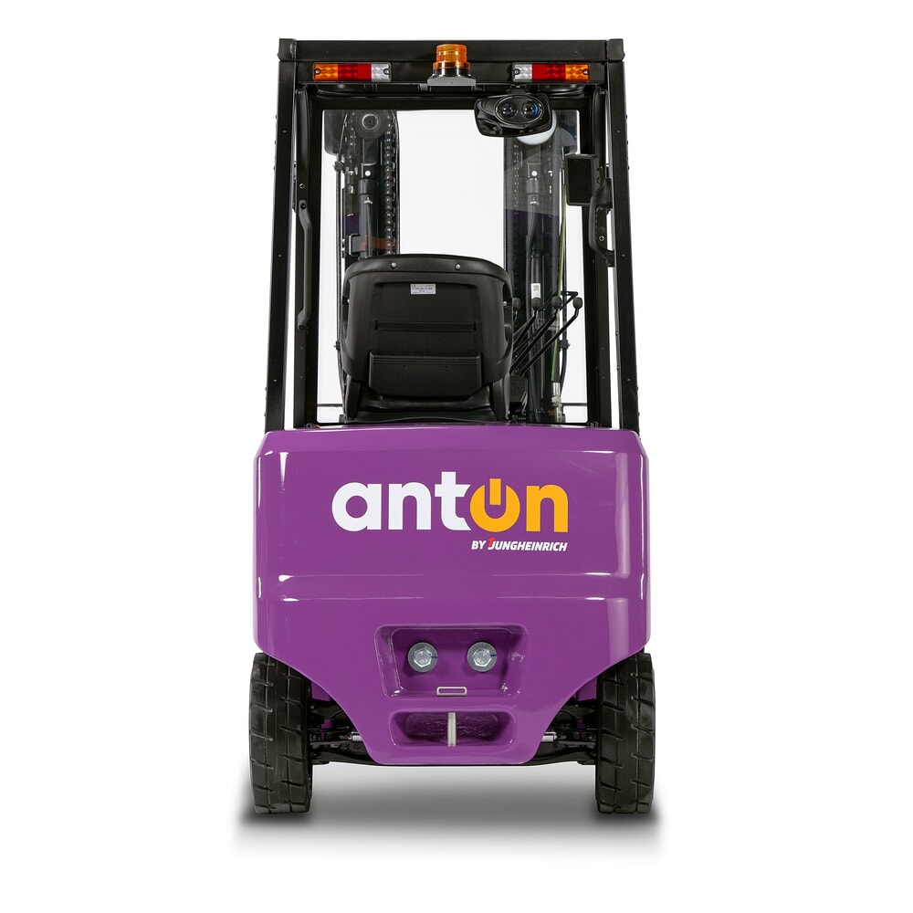 Número de imagen del producto 9: AntOn by Jungheinrich apilador eléctrico CBH 2.0 con mástil telescópico triple, altura de elevación 4800 mm, capacidad de carga 2000 kg, cabina de protección contra el mal tiempo Eco, incluye cargador incorporado.
