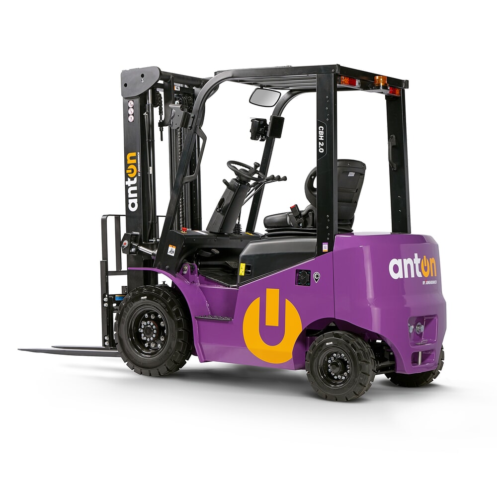 Número de imagen del producto 5: AntOn by Jungheinrich apilador eléctrico CBH 2.0 con mástil de elevación telescópico doble, altura de elevación 3300 mm, capacidad de carga 2000 kg, incluye cargador incorporado.