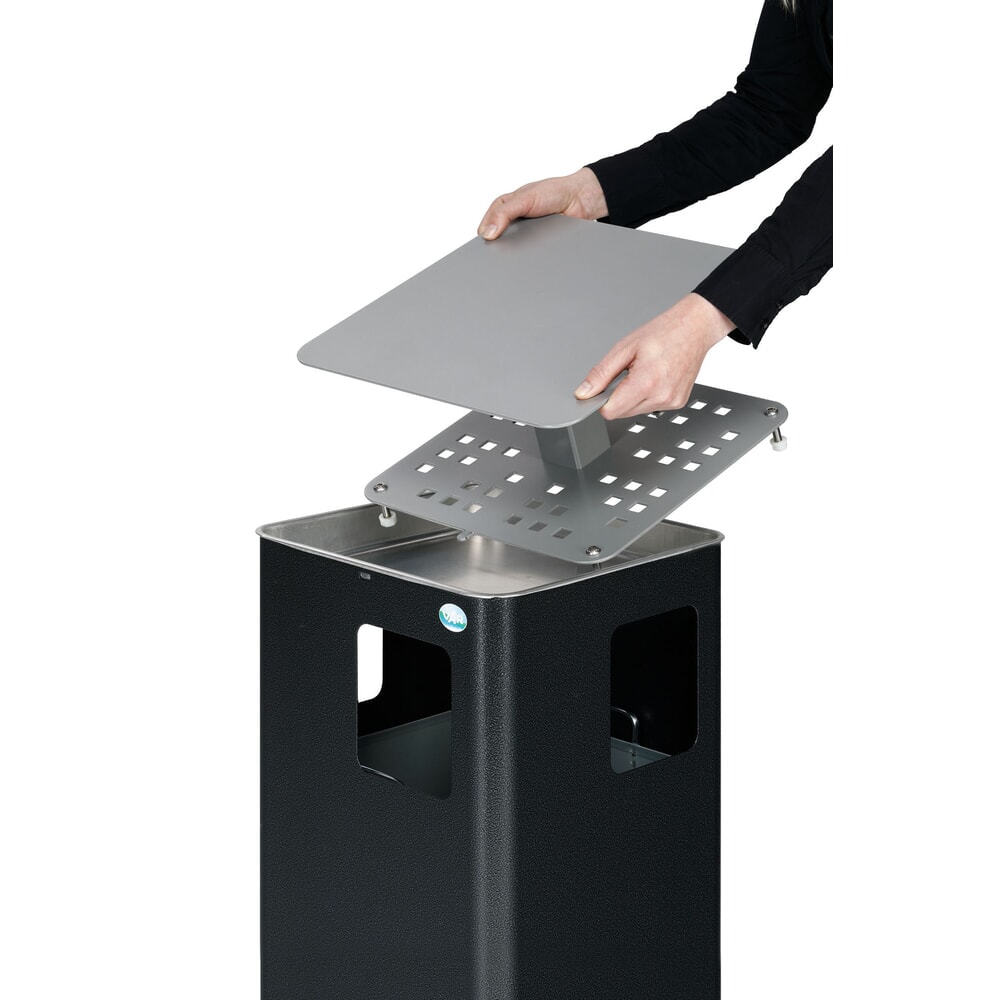 Número de imagen del producto 4: Cenicero combinado VAR® E14, con 3 bocas de vertido y techo con cerradura, color plata antigua