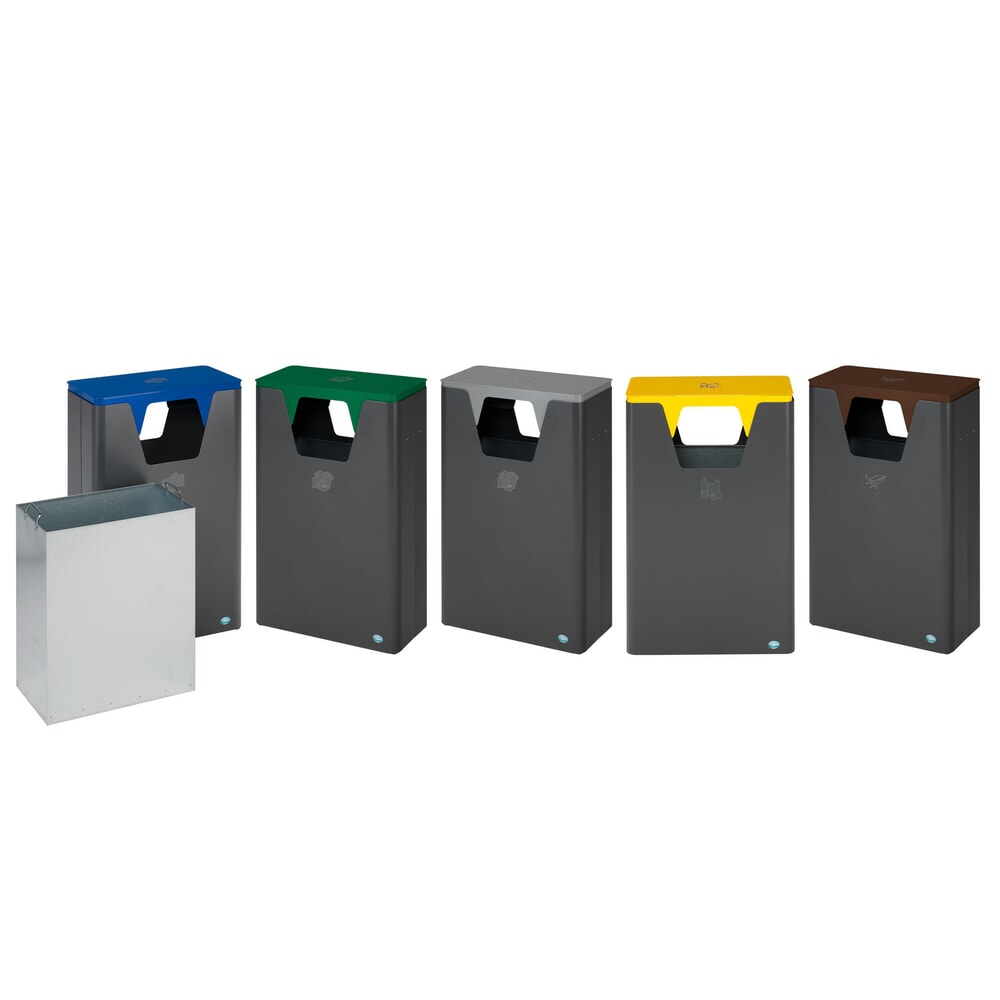 Número de imagen del producto 3: VAR® WSG 82 contenedor de reciclaje, para el exterior, con 2 bocas de vertido, volumen de 60 litros, gris claro