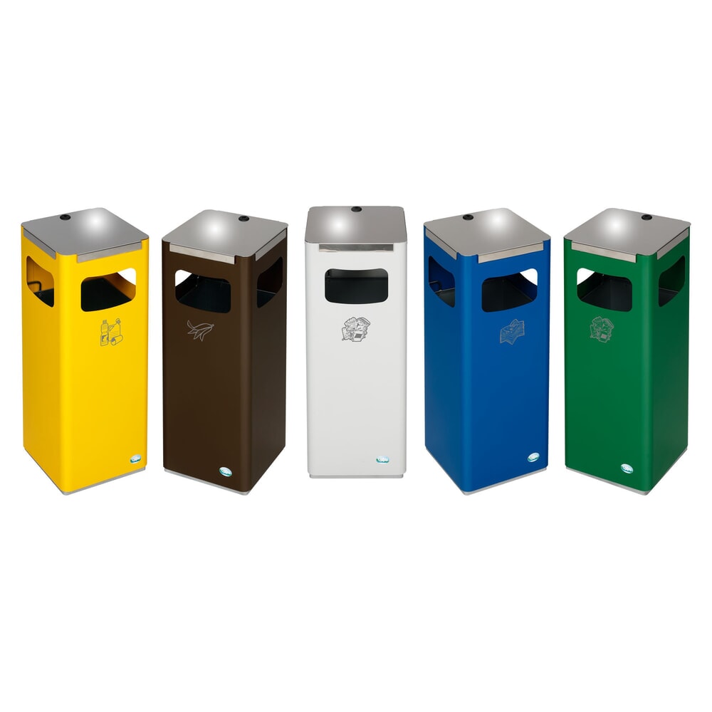 Número de imagen del producto 4: VAR® WSG 25R contenedor de reciclaje, para el exterior, con 3 bocas de vertido, volumen de 22 litros, marrón sepia