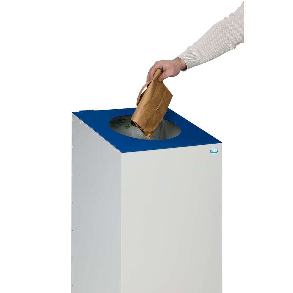Número de imagen del producto 4: VAR® WSG 38 contenedor de reciclaje, con aro de sujeción y boca de vertido redonda, gris claro/azul genciana