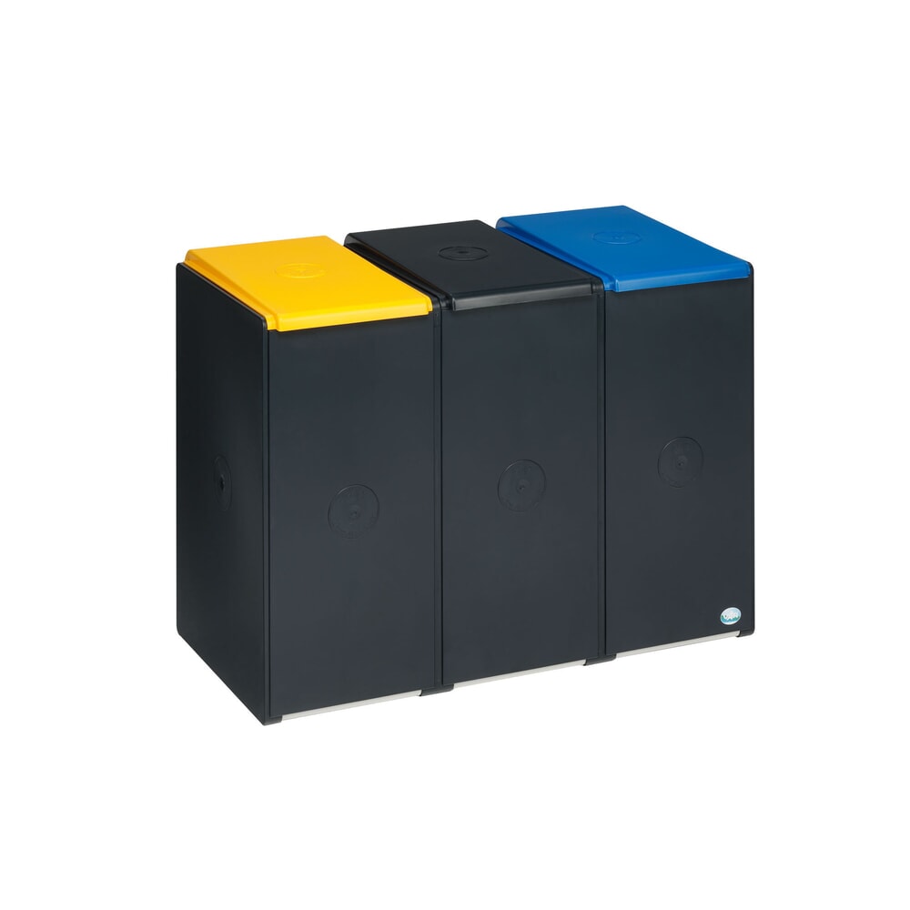 Imagen del producto: VAR® contenedor de reciclaje, volumen 3 x 40 litros, con 3 tapas de colores
